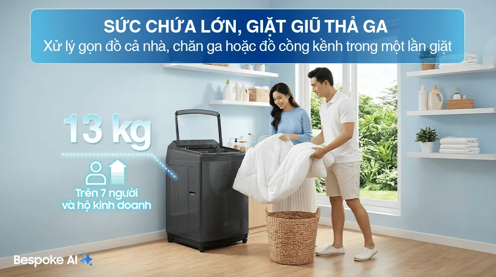 Máy giặt Samsung Inverter AI 13 kg WA80F13S5BSV