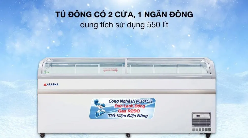 Tủ Đông Trưng Bày Alaska Inverter 765 Lít KC-550CI