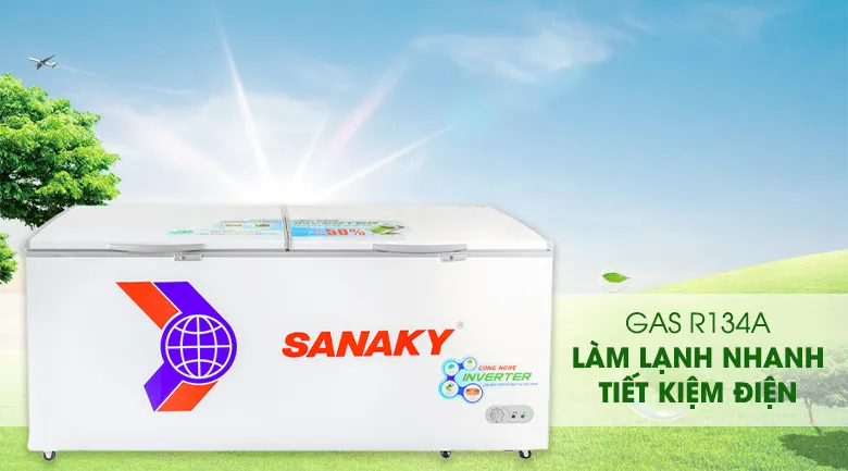 Làm lạnh nhanh, tiết kiệm điện với Gas R134a - Tủ đông Sanaky VH-8699HY3