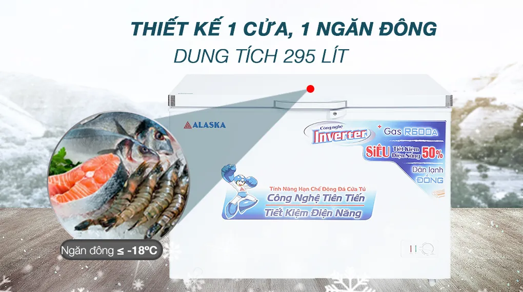 Tủ đông Alaska Inverter 295 lít BD 400CI - Tổng quan thiết kế Tủ Đông Alaska Inverter 355 lít BD 400CI