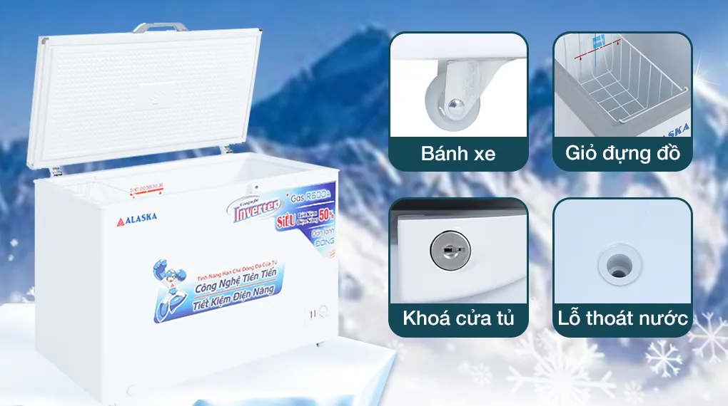 Tủ đông Alaska Inverter 295 lít BD 400CI - Tiện ích Tủ đông Alaska Inverter 295 lít BD 400CI - Tiện ích