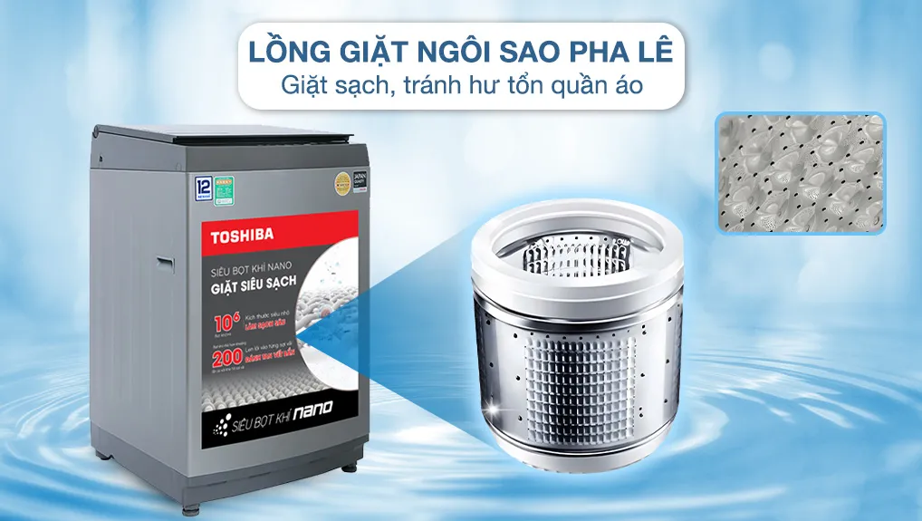 Máy giặt Toshiba Inverter 12 kg AW-DUK1300KV(SG) - Lồng giặt ngôi sao pha lê Máy giặt Toshiba Inverter 12 kg AW-DUK1300KV(SG) - Lồng giặt ngôi sao pha lê