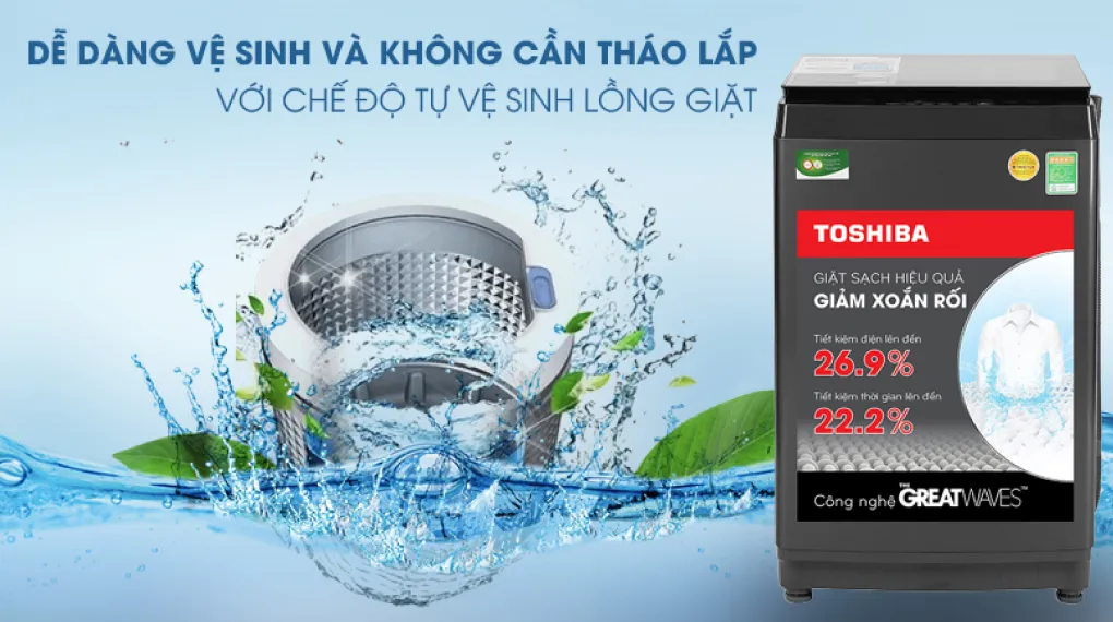 Máy giặt Toshiba Inverter 9.0 kg AW-DK1000FV(KK) - Vệ sinh lồng giặt Máy giặt Toshiba Inverter 9.0 kg AW-DK1000FV(KK) - Vệ sinh lồng giặt