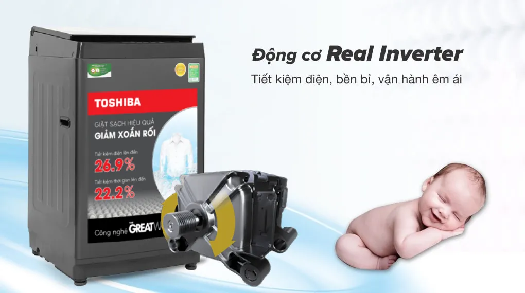 Máy giặt Toshiba Inverter 9.0 kg AW-DK1000FV(KK) - Công nghệ Inverter Máy giặt Toshiba Inverter 9.0 kg AW-DK1000FV(KK) - Công nghệ Inverter